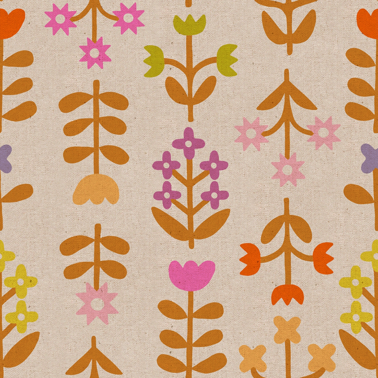 Baumwolle Patchwork - Ruby Star Society - Favorite Flowers -  Meadow Natural - Canvas Leinen